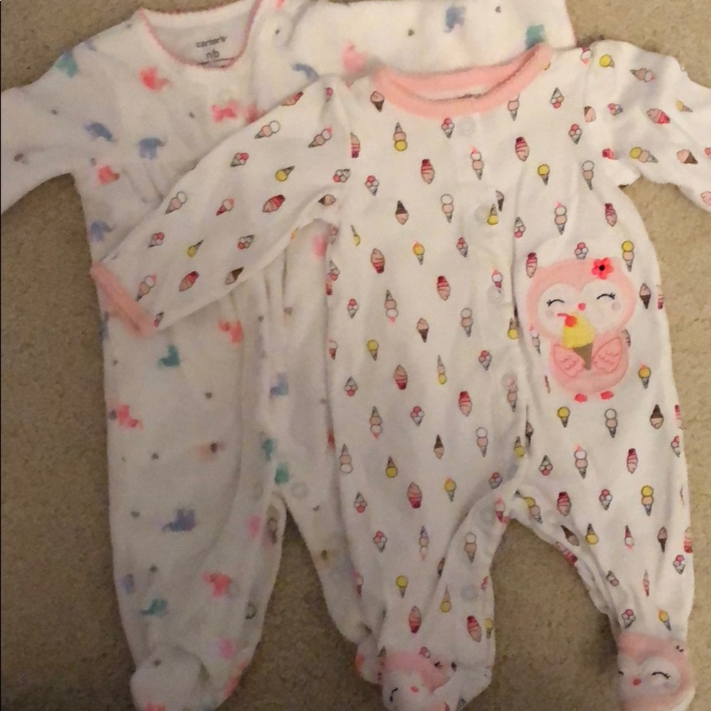 Newborn footed sleepers. Baby girl